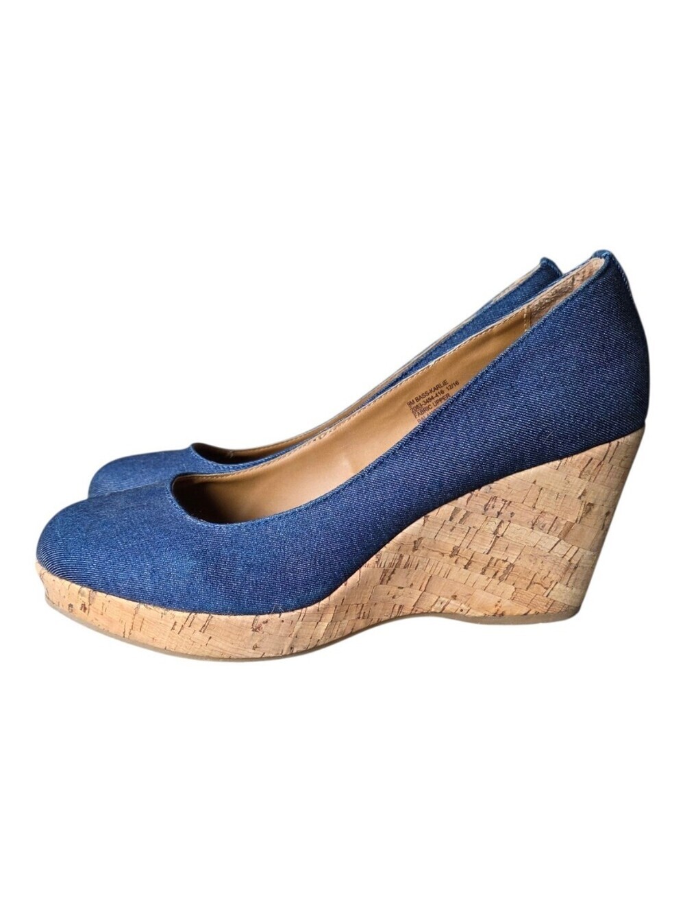 Bass Women’s Karlie Denim Blue Wedge Cork Shoes Platform Size 9